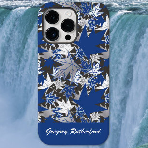 Ahornblätter Blau auf Holzkohle-Handyhülle Case-Mate iPhone 14 Pro Max Hülle
