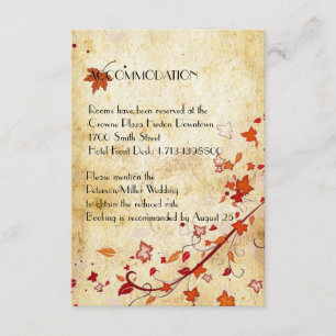 Ahornblätter Vintage Herbst Hochzeitsunterkunft Begleitkarte