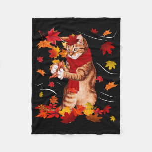Ahornkatze Herbstmapel Hallo Fall Leaf Geschenk Fr Fleecedecke
