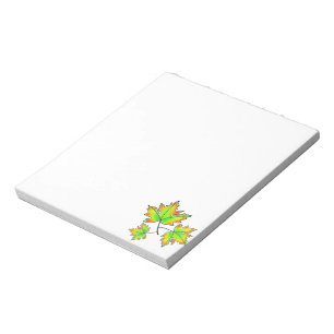 Ahornleaf, botanisch, rot-orangefarbene grüne Blät Notizblock
