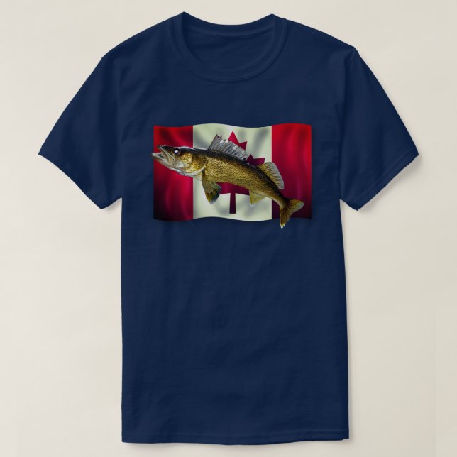 Ahornleaf Kanadische Flagge & Walleye Pike T - Shi T-Shirt (Design vorne)