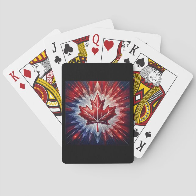 Ahornleaf Kanadisches Fraktal Spielkarten (Rückseite)