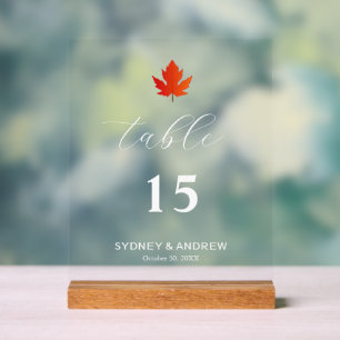 Ahornleaf Modernes, elegantes Skript Hochzeitstisc Acrylschild