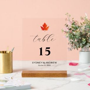 Ahornleaf Modernes, elegantes Skript Hochzeitstisc Acrylschild