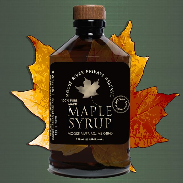 Ahornsirup Black mit Gold Leaf Quadratischer Aufkleber (Von Creator hochgeladen)