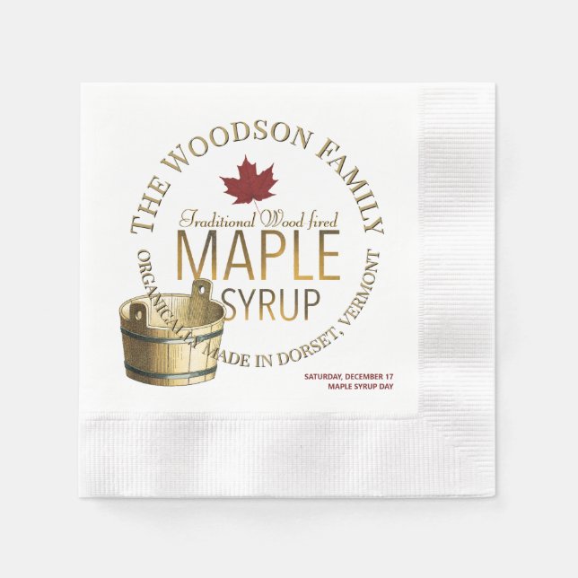 Ahornsirup Day Gold Bucket Werbung Napkin Serviette (Vorderseite)