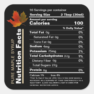Ahornsirup Editable Nutrition Facts Label Quadratischer Aufkleber