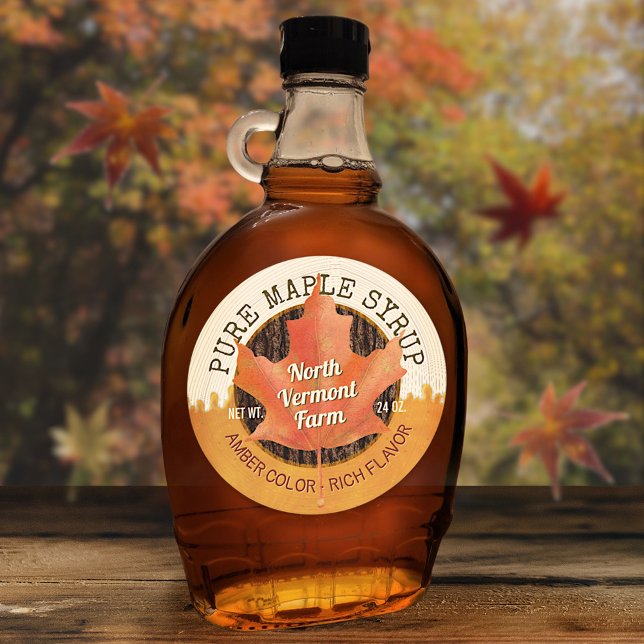 Ahornsirup Fall Leaf Custom Business Jar Labels Runder Aufkleber (Von Creator hochgeladen)