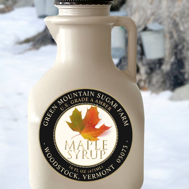 Ahornsirup farbenfrohe Ahornleaf gepunktete Grenze Runder Aufkleber (Von Creator hochgeladen)