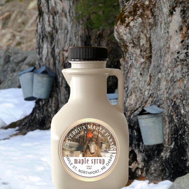 Ahornsirup Gestochen Bäume Ahornblättriger Goldran Runder Aufkleber (Von Creator hochgeladen)