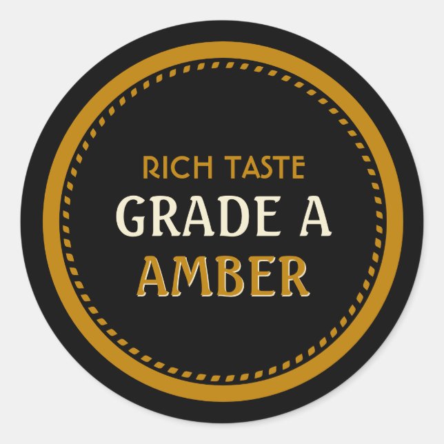 Ahornsirup-Gütesiegel A Amber Black and Gold Runder Aufkleber (Vorderseite)
