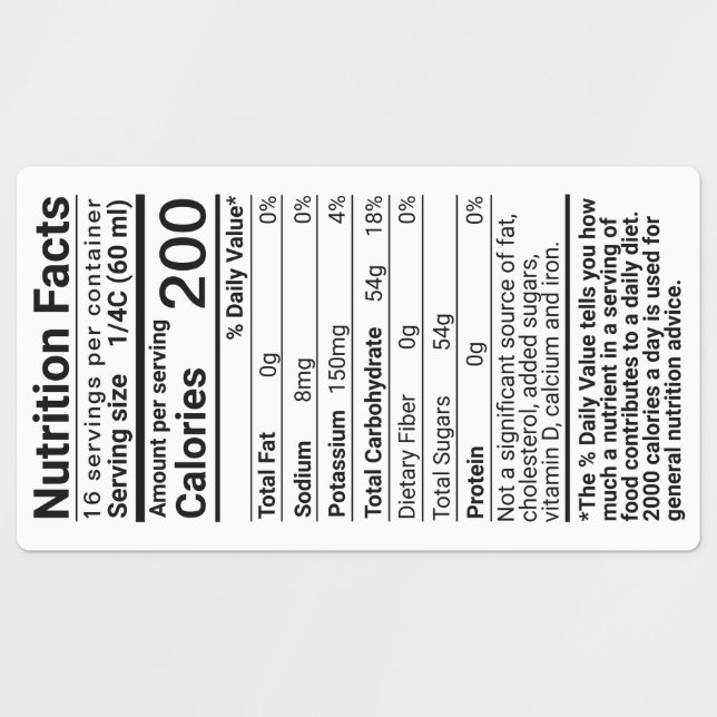 Ahornsirup Nutrition Fakten Wasserdichte Etiketten (Design 1)