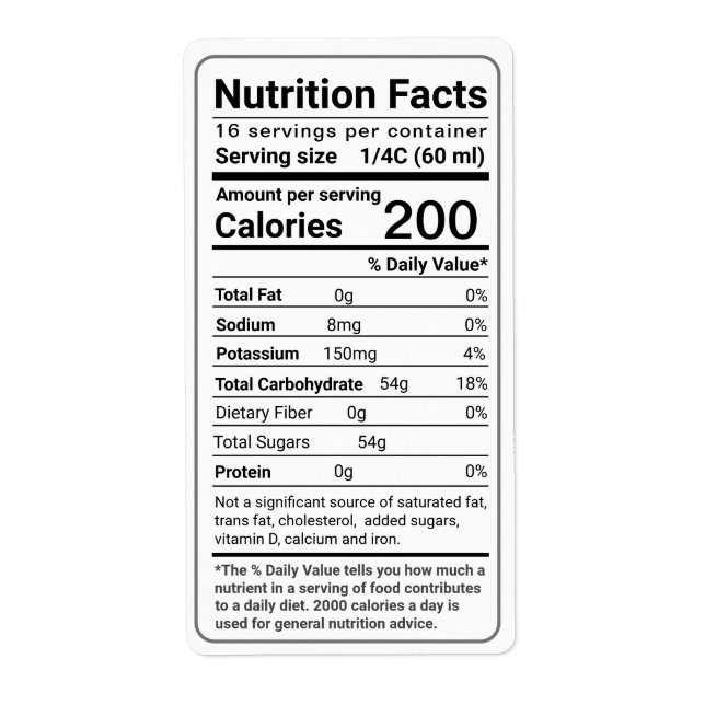 Ahornsirup Nutrition Neueste FDA-Verordnungen (Vorne)