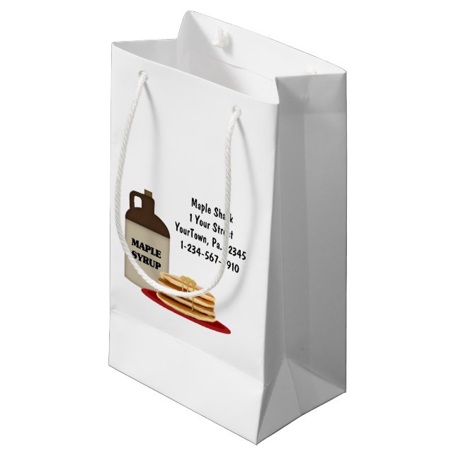 Ahornsirup Produktverpackung Kleine Geschenktüte (Vorderseite Schrägansicht)