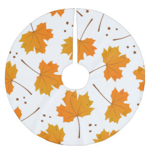 Ahornspiegel: Cartoon Herbstleaves Polyester Weihnachtsbaumdecke