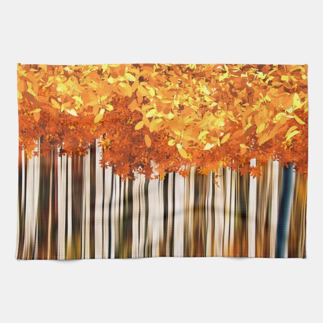 Ahornwald gestreift orange grau geschirrtuch (Horizontal)