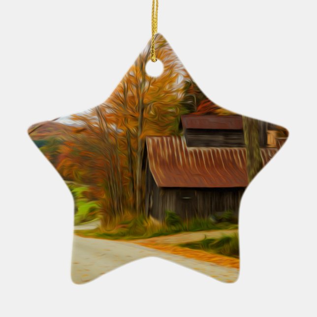 Ahornzuckerhalle in Vermont Fall Keramikornament (Vorne)