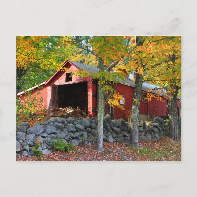 Ahornzuckerhaus im Herbst Postkarte (Vorderseite)