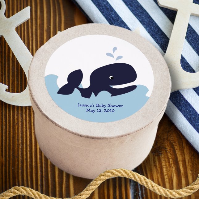 AHOTE MATE Blue Whale Favoriser Stickers Personnal (Ahoy Mate Navy Blue Whale Baby Shower Favor Sticker)