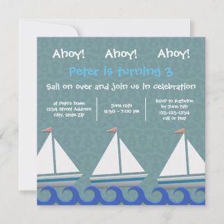 Ahoy Ahoy Ahoy 3 Sailboats - Einladung zum Geburts