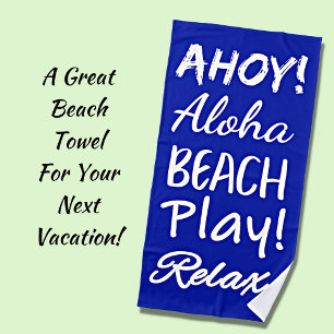 Ahoy Aloha Play Relax Blue & White Strandtuch