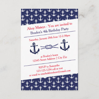 Ahoy Anchors Geburtstagsparty - 3x5 Einladung