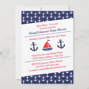 Ahoy Anchors Kinderdusche - Einladung