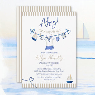 Ahoy Baby Boy an Bord Nautische Babyparty-Einladun Einladung