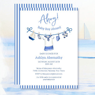 Ahoy Baby Boy an Bord Nautische Babyparty Einladung
