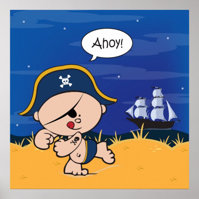 Ahoy Baby! Pirate Poster Print (Vorne)