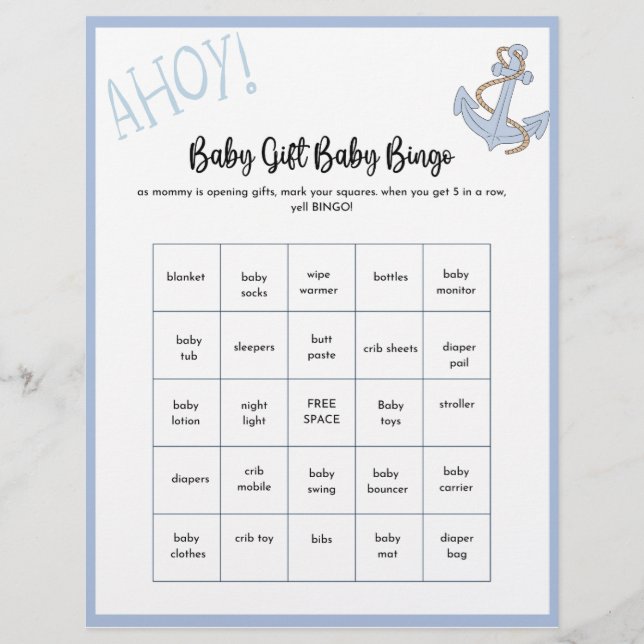Ahoy Baby Shower Game Flyer (Vorne)
