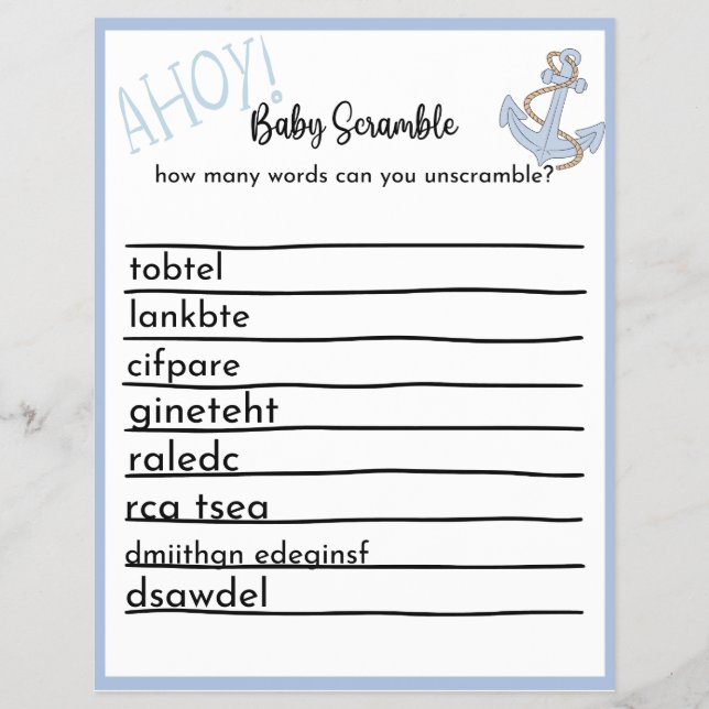 Ahoy Baby Shower Game Flyer (Vorne)