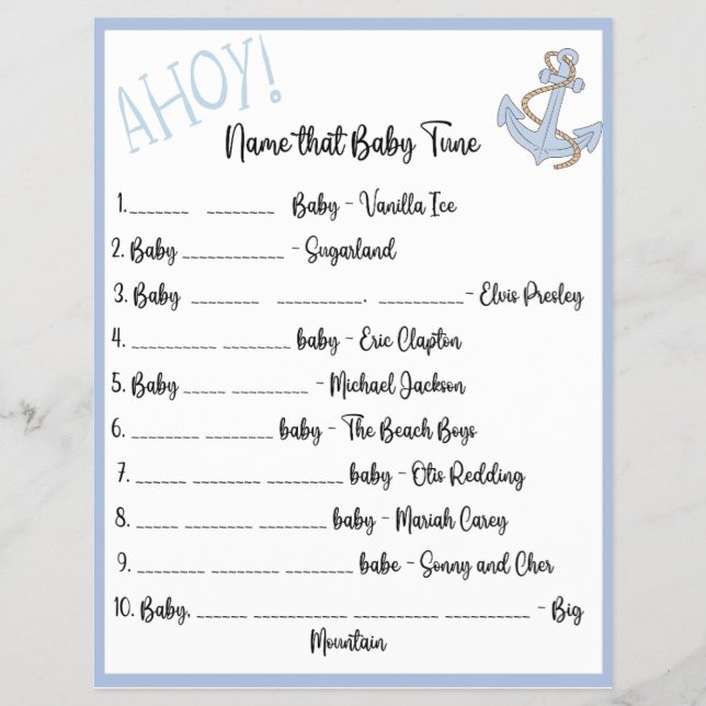 Ahoy Baby Shower Game Flyer (Vorne)