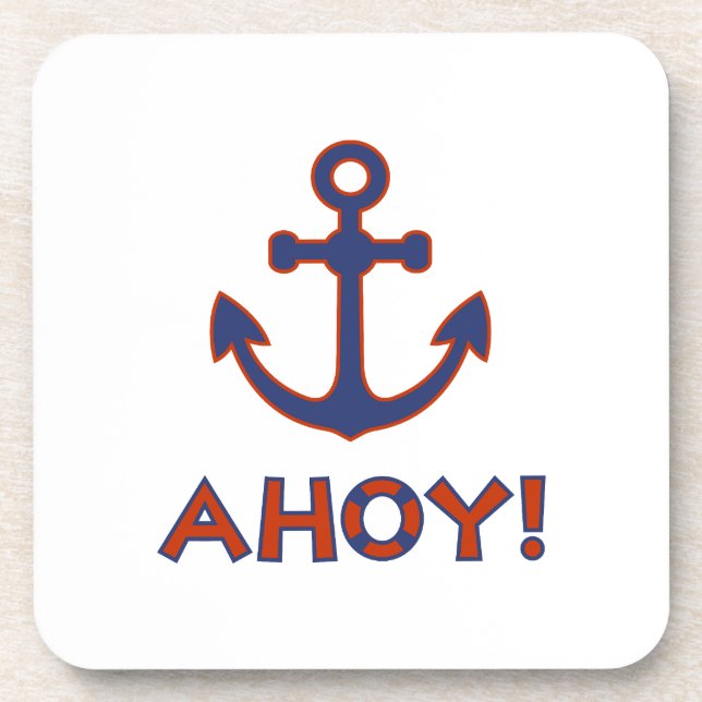 AHOY! Buoy + Ankerdesign Red+Blue Getränkeuntersetzer (Vorderseite)