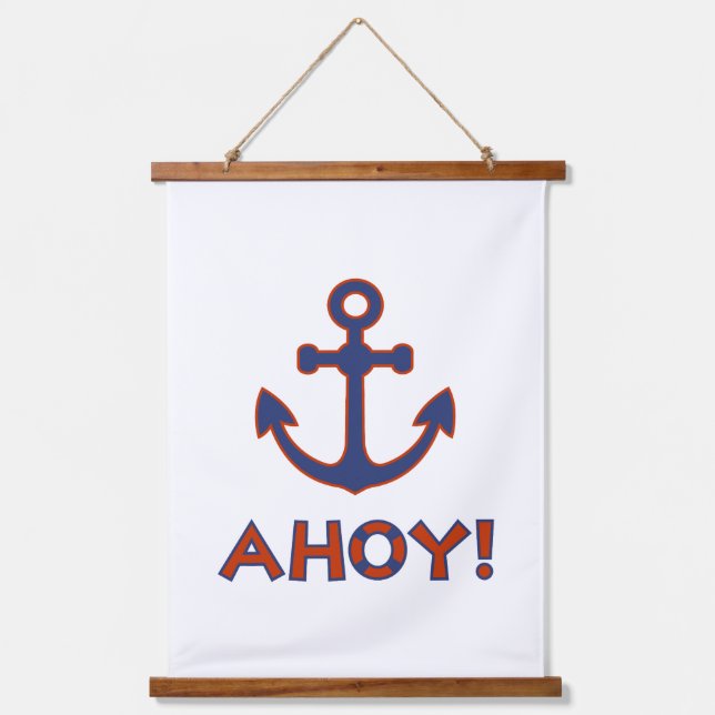 AHOY! Buoy + Ankerdesign Red+Blue Wandteppich Mit Holzrahmen (Vorderseite)