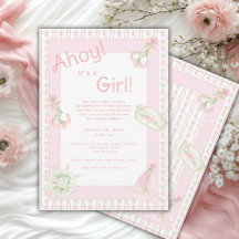 Ahoy C’est une fille Nautique\ Invitation Baby sho
