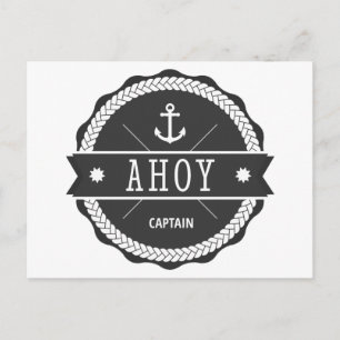 AHOY Captain Abzeichen mit Anker Postkarte