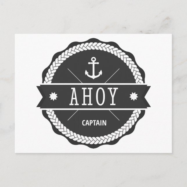 AHOY Captain Abzeichen mit Anker Postkarte (Vorderseite)