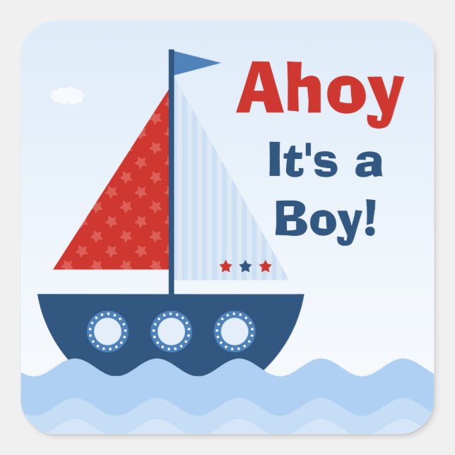 Ahoy C'est un Autocollant de Baby shower garçon (Devant)