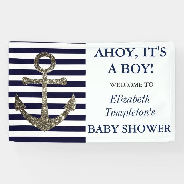 Ahoy C'est un garçon Bannière de Baby shower à thè (Horizontal)