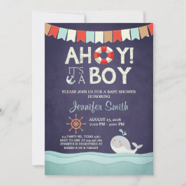 Ahoy C'est un garçon Douche Invitation Océan Nauti