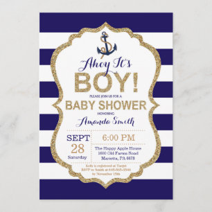 Ahoy c'est un garçon ! Invitation Baby shower naut