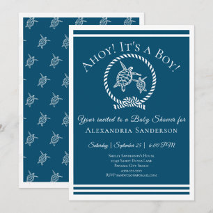 Ahoy c'est un garçon ! Invitation Baby shower naut