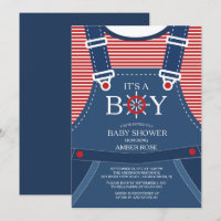 Ahoy C'est un garçon ! Invitation Baby shower naut