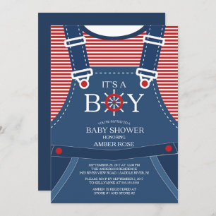 Ahoy C'est un garçon ! Invitation Baby shower naut