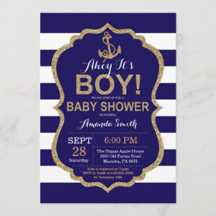 Ahoy c'est un garçon ! Invitation Baby shower naut