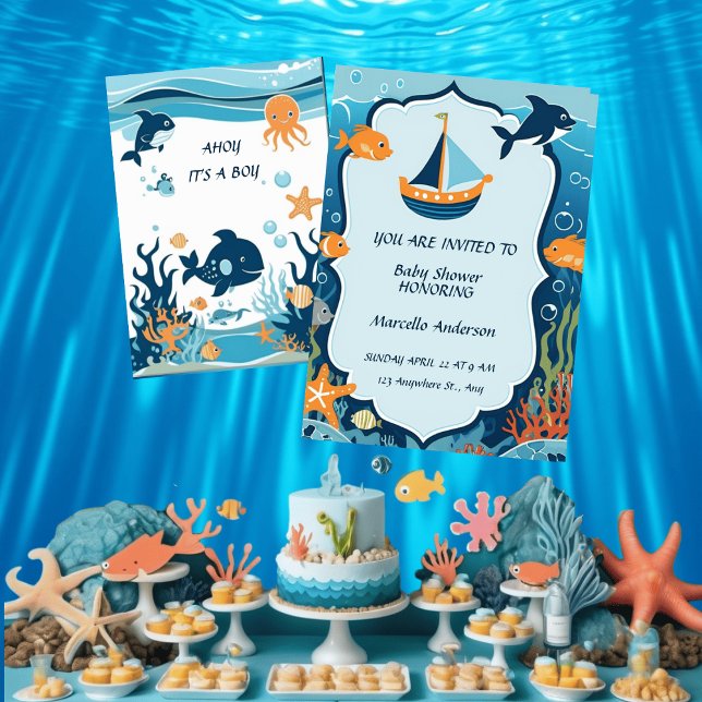 "Ahoy ! C'est une invitation de Baby shower de gar (Créateur téléchargé)