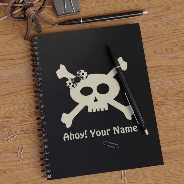 Ahoy Cute Skull Crossbones Girl Pirate Carnet (☠️Fun notebook suitable for all cute pirates. Just add your name☠️)