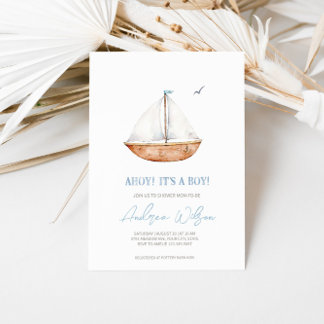 'Ahoy, das ist ein Junge' Charming Sailboat Baby D Einladung