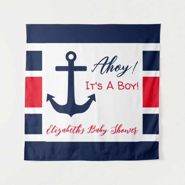 Ahoy! Das ist ein Junge! Kinderdusche Wandteppich (Vorderseite)